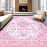 Ultra Soft Area Rug, Non Slip, Stain Resistant, Washable Area Rugs for Living Room, Bedroom, Soft Pink Geometric Pattern(Pink)