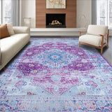 Ultra Soft Area Rug, Non Slip, Stain Resistant, Washable Area Rugs for Living Room, Bedroom, Cozy Pastel Trellis Design(Purple)