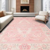 Ultra Soft Area Rug, Non Slip, Stain Resistant, Washable Area Rugs for Living Room, Bedroom, Delicate Curvy Pink Decor(Pink)