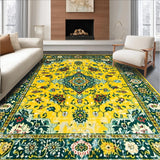 Ultra Soft Area Rug, Non Slip, Stain Resistant, Washable Area Rugs for Living Room, Bedroom, Contemporary Colorful Medallion Theme(Yellow)