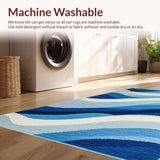 Ultra Soft Area Rug, Non Slip, Stain Resistant, Washable Area Rugs for Living Room, Bedroom, Serene Coastal Fluid Motif(Blue)