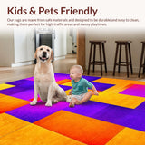 Ultra Soft Area Rug, Non Slip, Stain Resistant, Washable Area Rugs for Living Room, Bedroom, Eye-catching Lively Tiled Arrangement(Purple)