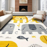 Ultra Soft Area Rug, Non Slip, Stain Resistant, Washable Area Rugs for Living Room, Bedroom, Colorful Cartoonish Wildlife Pattern(Yellow)