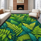 Ultra Soft Area Rug, Non Slip, Stain Resistant, Washable Area Rugs for Living Room, Bedroom, Charming Irregular Plant Motif(Green)