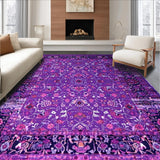 Ultra Soft Area Rug, Non Slip, Stain Resistant, Washable Area Rugs for Living Room, Bedroom, Rustic Floral Vintage Aesthetic(Purple)