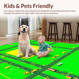 Ultra Soft Area Rug, Non Slip, Stain Resistant, Washable Area Rugs for Living Room, Bedroom, Urban Playmat with Scenic Landmarks(Yellow)