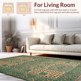 Ultra Soft Area Rug, Non Slip, Stain Resistant, Washable Area Rugs for Living Room, Bedroom, Rustic Modern Trellis Aesthetic(Beige)