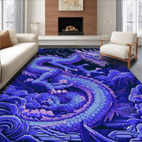 Ultra Soft Area Rug, Non Slip, Stain Resistant, Washable Area Rugs for Living Room, Bedroom, Modern Artistic Dragon Illustration(Blue)
