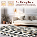 Ultra Soft Area Rug, Non Slip, Stain Resistant, Washable Area Rugs for Living Room, Bedroom, Vintage Inspired Round Non Shedding Southwestern Stripes(Black)