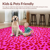 Ultra Soft Area Rug, Non Slip, Stain Resistant, Washable Area Rugs for Living Room, Bedroom, Playful Cartoonish Cheetah Aesthetic(Pink)