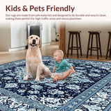 Ultra Soft Area Rug, Non Slip, Stain Resistant, Washable Area Rugs for Living Room, Bedroom, Contemporary(Blue)