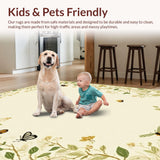 Ultra Soft Area Rug, Non Slip, Stain Resistant, Washable Area Rugs for Living Room, Bedroom, Serene Floral Fantasy Design(Beige)