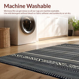 Ultra Soft Area Rug, Non Slip, Stain Resistant, Washable Area Rugs for Living Room, Bedroom, Dynamic Geometric Lines with Animal Motif(Black)