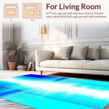 Ultra Soft Area Rug, Non Slip, Stain Resistant, Washable Area Rugs for Living Room, Bedroom, Chic Geometric Color Wave(Blue)