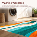Ultra Soft Area Rug, Non Slip, Stain Resistant, Washable Area Rugs for Living Room, Bedroom, Vibrant Area Rug with Dynamic Abstract Waves and Subtle Color Gradients(Orange)
