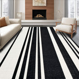 Ultra Soft Area Rug, Non Slip, Stain Resistant, Washable Area Rugs for Living Room, Bedroom, Modern Black White Stripe Rug Geometric Patterned(Black)