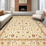 Ultra Soft Area Rug, Non Slip, Stain Resistant, Washable Area Rugs for Living Room, Bedroom, Graceful Curved Border Aesthetic(Beige)