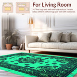 Ultra Soft Area Rug, Non Slip, Stain Resistant, Washable Area Rugs for Living Room, Bedroom, Green and Turquoise Meditation Space Easy Care Carpet(Blue)