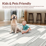 Ultra Soft Area Rug, Non Slip, Stain Resistant, Washable Area Rugs for Living Room, Bedroom, Modern Stripe Harmony Rug with Bold Linear Accent and Monochrome Geometric Flow(Gray)