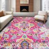 Ultra Soft Area Rug, Non Slip, Stain Resistant, Washable Area Rugs for Living Room, Bedroom, Cozy Earth Tone Floral Touch(Pink)