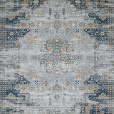 Ultra Soft Area Rug, Non Slip, Stain Resistant, Washable Area Rugs for Living Room, Bedroom, Rustic Grey Distressed Medallion(Gray)