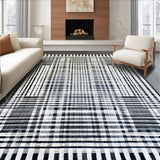 Ultra Soft Area Rug, Non Slip, Stain Resistant, Washable Area Rugs for Living Room, Bedroom, Geometric Black & White Area Rug:  Boho Chic Design(Black)