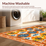 Ultra Soft Area Rug, Non Slip, Stain Resistant, Washable Area Rugs for Living Room, Bedroom, Lively Orange and Blue Funky Design(Orange)