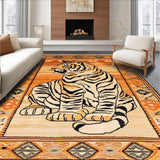 Ultra Soft Area Rug, Non Slip, Stain Resistant, Washable Area Rugs for Living Room, Bedroom, Elegant Textured Animal Print(Orange)