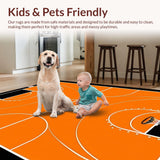 Ultra Soft Area Rug, Non Slip, Stain Resistant, Washable Area Rugs for Living Room, Bedroom, Chic Round Basketball Graphic Display(Orange)