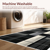 Ultra Soft Area Rug, Non Slip, Stain Resistant, Washable Area Rugs for Living Room, Bedroom, Abstract Black and Ivory Living Room Wool Rug(Black)