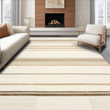 Ultra Soft Area Rug, Non Slip, Stain Resistant, Washable Area Rugs for Living Room, Bedroom, Contemporary Geometric Area Ikat Inspired Beige and Cream Stripe(Beige)