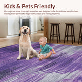 Ultra Soft Area Rug, Non Slip, Stain Resistant, Washable Area Rugs for Living Room, Bedroom, Modern Psychedelic Color Burst(Purple)