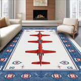 Ultra Soft Area Rug, Non Slip, Stain Resistant, Washable Area Rugs for Living Room, Bedroom, Nautical Blue Tone Design(Red)