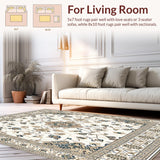 Ultra Soft Area Rug, Non Slip, Stain Resistant, Washable Area Rugs for Living Room, Bedroom, Elegant Beige Area Classic Oriental Design(Beige)