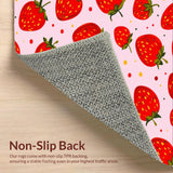 Ultra Soft Area Rug, Non Slip, Stain Resistant, Washable Area Rugs for Living Room, Bedroom, Vibrant Quirky Strawberry Aesthetic(Red)