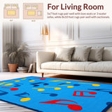 Ultra Soft Area Rug, Non Slip, Stain Resistant, Washable Area Rugs for Living Room, Bedroom, Bright Tonic Visual Ensemble(Blue)