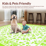 Ultra Soft Area Rug, Non Slip, Stain Resistant, Washable Area Rugs for Living Room, Bedroom, Playful Petal Design(White)