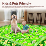 Ultra Soft Area Rug, Non Slip, Stain Resistant, Washable Area Rugs for Living Room, Bedroom, Rustic Green Textured Motif(Green)