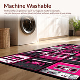 Ultra Soft Area Rug, Non Slip, Stain Resistant, Washable Area Rugs for Living Room, Bedroom, Eclectic Multi-Patterned Tapestry(Pink)