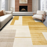 Ultra Soft Area Rug, Non Slip, Stain Resistant, Washable Area Rugs for Living Room, Bedroom, Minimalist Beige and Gold Geometric Patterned Area for Style(Gold)