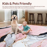 Ultra Soft Area Rug, Non Slip, Stain Resistant, Washable Area Rugs for Living Room, Bedroom, Vibrant Irregular Design with Luxurious Appeal(Pink)
