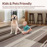 Ultra Soft Area Rug, Non Slip, Stain Resistant, Washable Area Rugs for Living Room, Bedroom, Trendy Minimalist Grid Arrangement(Brown)