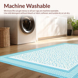 Ultra Soft Area Rug, Non Slip, Stain Resistant, Washable Area Rugs for Living Room, Bedroom, Lively Nautical Blue Accents(Beige)