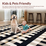 Ultra Soft Area Rug, Non Slip, Stain Resistant, Washable Area Rugs for Living Room, Bedroom, Beige Black Grid Checkerboard Area for Unique Kitchen Aesthetics(Black)