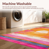 Ultra Soft Area Rug, Non Slip, Stain Resistant, Washable Area Rugs for Living Room, Bedroom, Cheerful Kaleidoscopic Circle Arrangement(Orange)