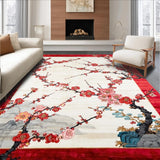 Ultra Soft Area Rug, Non Slip, Stain Resistant, Washable Area Rugs for Living Room, Bedroom, Dynamic Cherry Petals Artistic Composition(Red)