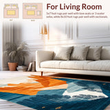 Ultra Soft Area Rug, Non Slip, Stain Resistant, Washable Area Rugs for Living Room, Bedroom, Lively Modern Abstract Composition(Orange)