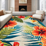 Ultra Soft Area Rug, Non Slip, Stain Resistant, Washable Area Rugs for Living Room, Bedroom, Dynamic Tropical Leaf Pattern(Red)