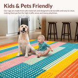 Ultra Soft Area Rug, Non Slip, Stain Resistant, Washable Area Rugs for Living Room, Bedroom, Eclectic Colorful Circular Textile Charm(Orange)