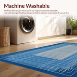 Ultra Soft Area Rug, Non Slip, Stain Resistant, Washable Area Rugs for Living Room, Bedroom, Sleek Blue Tiled Pattern(Blue)